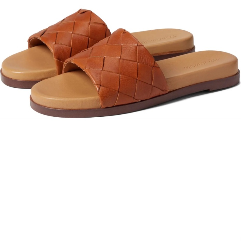 Madewell Louisa Woven Brown Leather Slide
